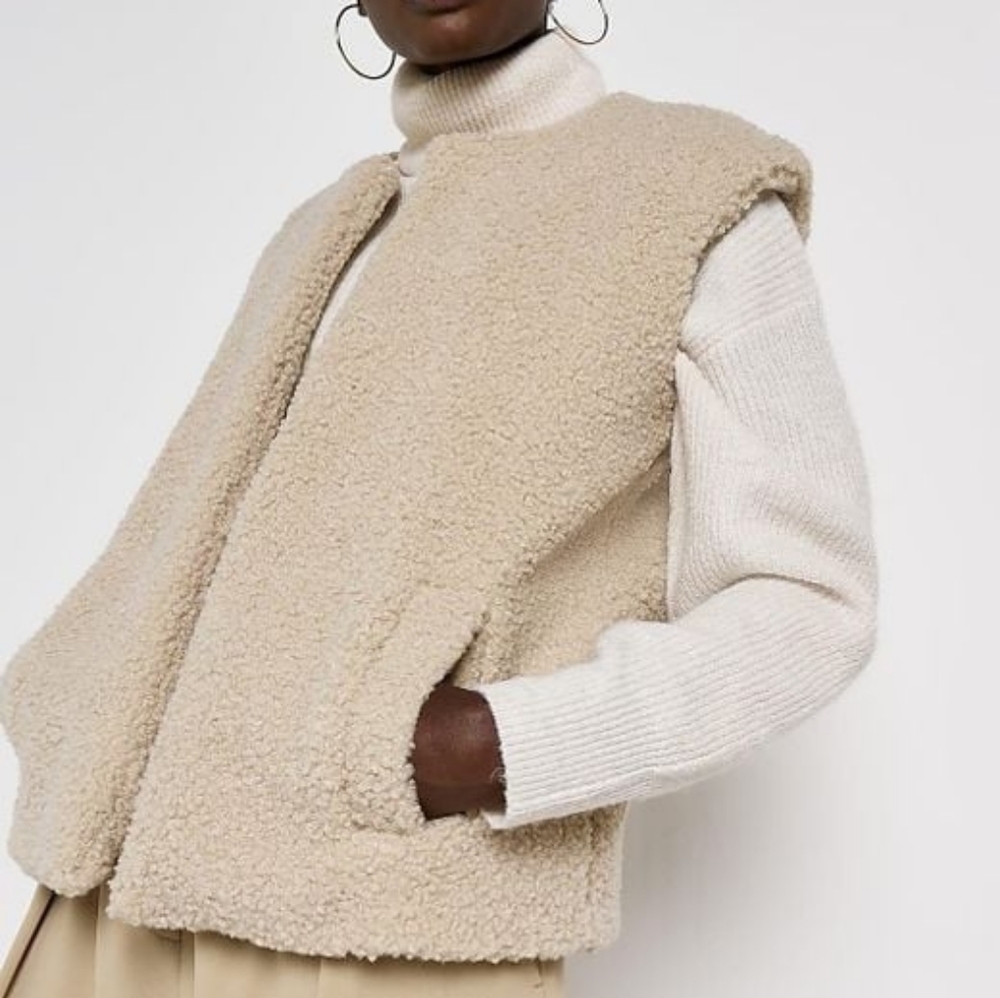River Island Cream Shearling Vest